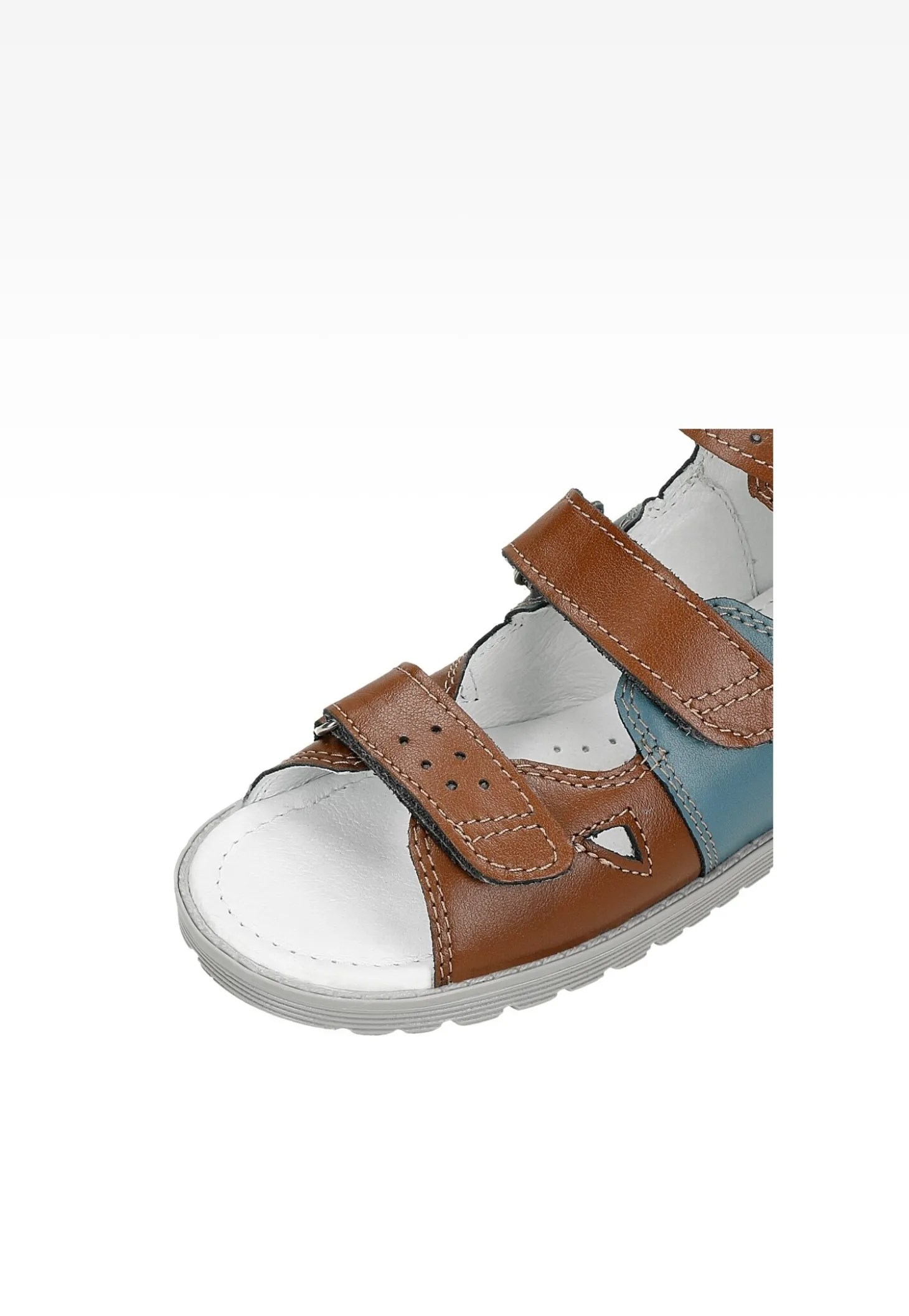 Brązowo-niebieskie sandały zabudowane z łączonych skór BARTEK 86804-025