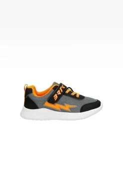 Czarno-szare sneakersy z pomarańczową błyskawicą BARTEK 87006-10