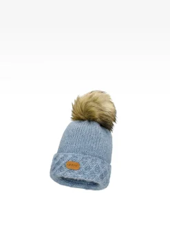 Niebieski komplet czapka + komin BARTEK 85602-86 z wełny merino