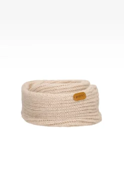 Zestaw zimowy z wełną merino BARTEK 85603-84 beżowa czapka z dwoma pomponami i komin